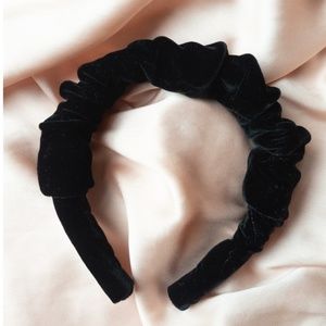 Black Velvet Scrunchie Headband Padded  luxury Hand Made